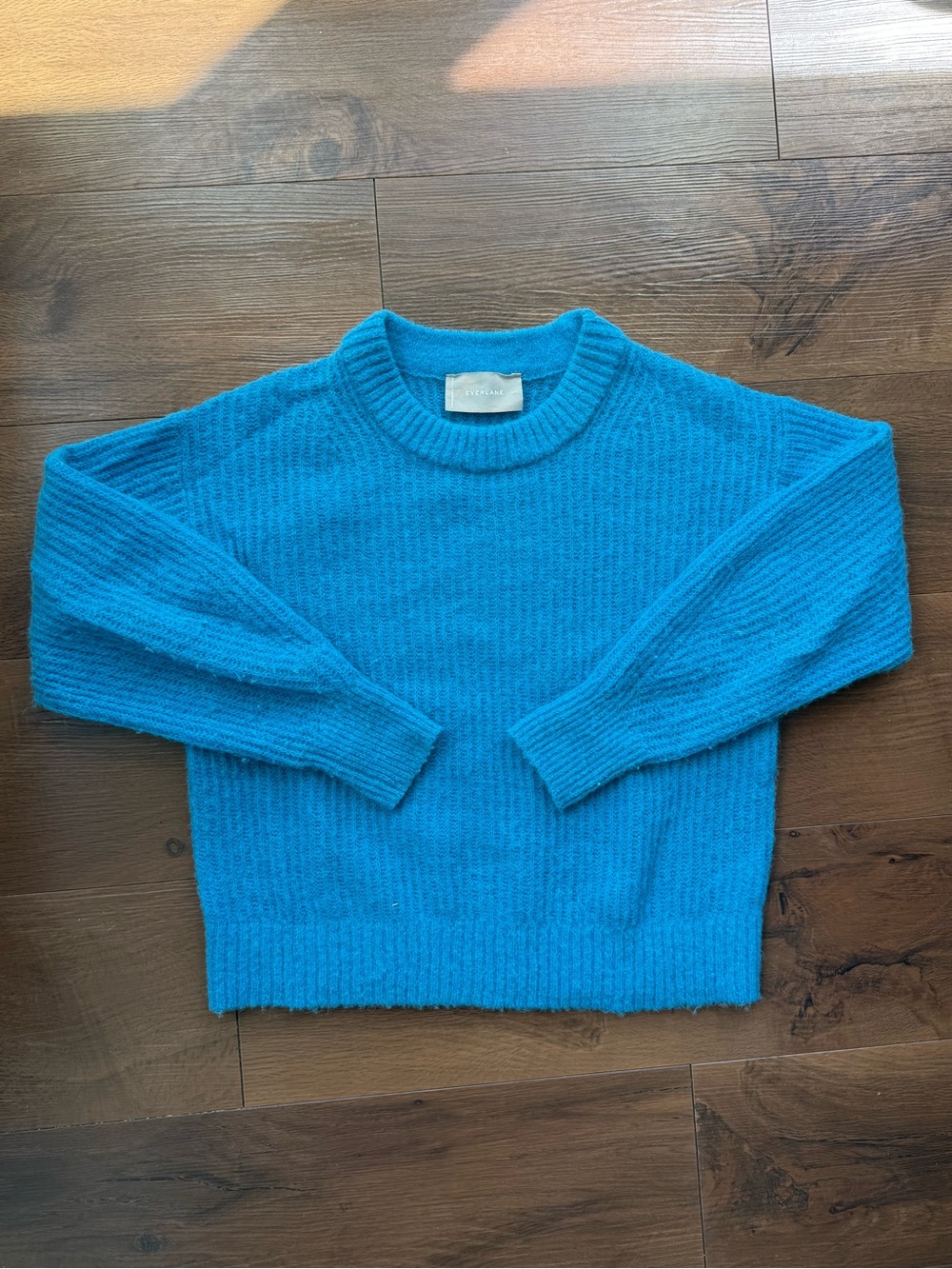 Everlane Cocoon Crew in Alpaca Bright Blue Crewneck Sweater